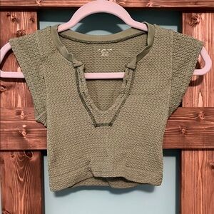 Urban Outfitters Green Cap Sleeve Crop Top